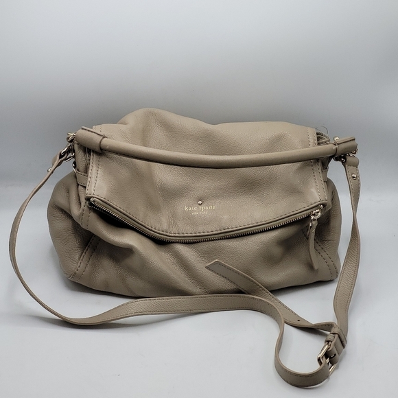 Kate Spade Boerum Place Devin Pebbled Beige Leather Satchel Crossbody Bag - Picture 2 of 16